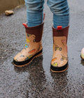Botas de chuva Hello Hossy Mascots Ride, estampado castanho