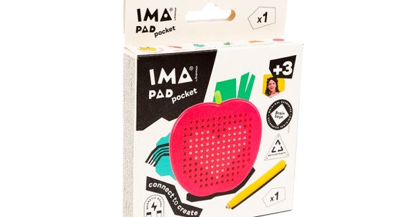 Caixa do BRAINTOYS IMApad de Bolso Maça Vermelha, brinquedo magnético educativo para maiores de 3 anos.