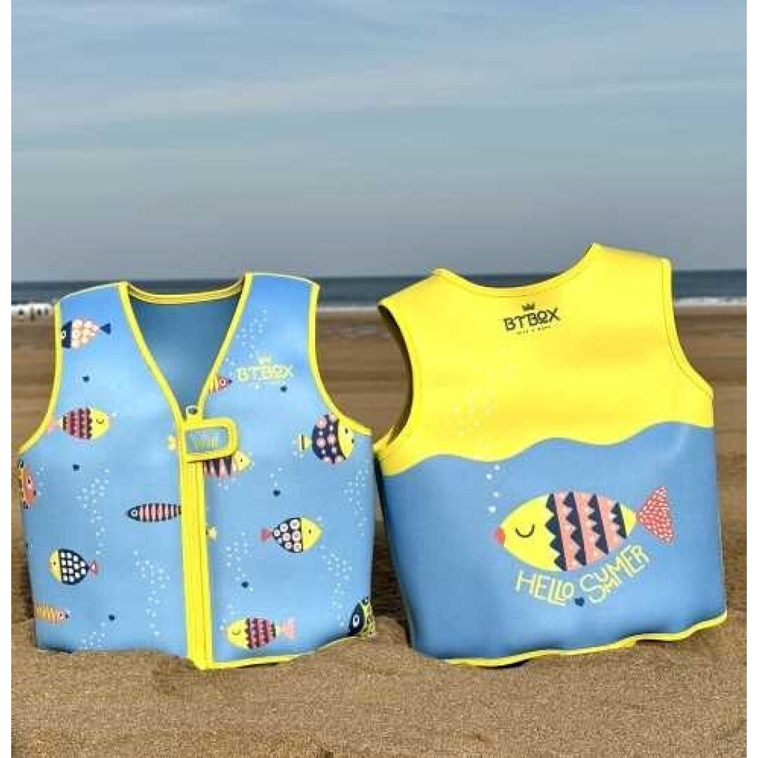 Colete de natação BtBox 2025 Peixes na praia. Colete flutuação infantil seguro e confortável.
