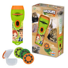 Mini projetor de imagens Wildlife Buki com três discos de animais selvagens