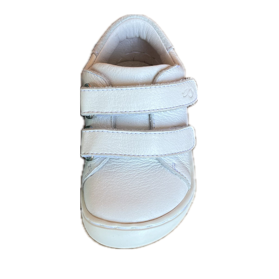 Calçado barefoot infantil Bunny Barefoot modelo Panda Branco, em tom branco clássico, com duas tiras de velcro e sola flexível antiderrapante. Produção sustentável e 100% portuguesa.