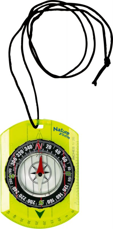 Bússola de cartografia Nature Zoom com cordão preto para pendurar ao pescoço