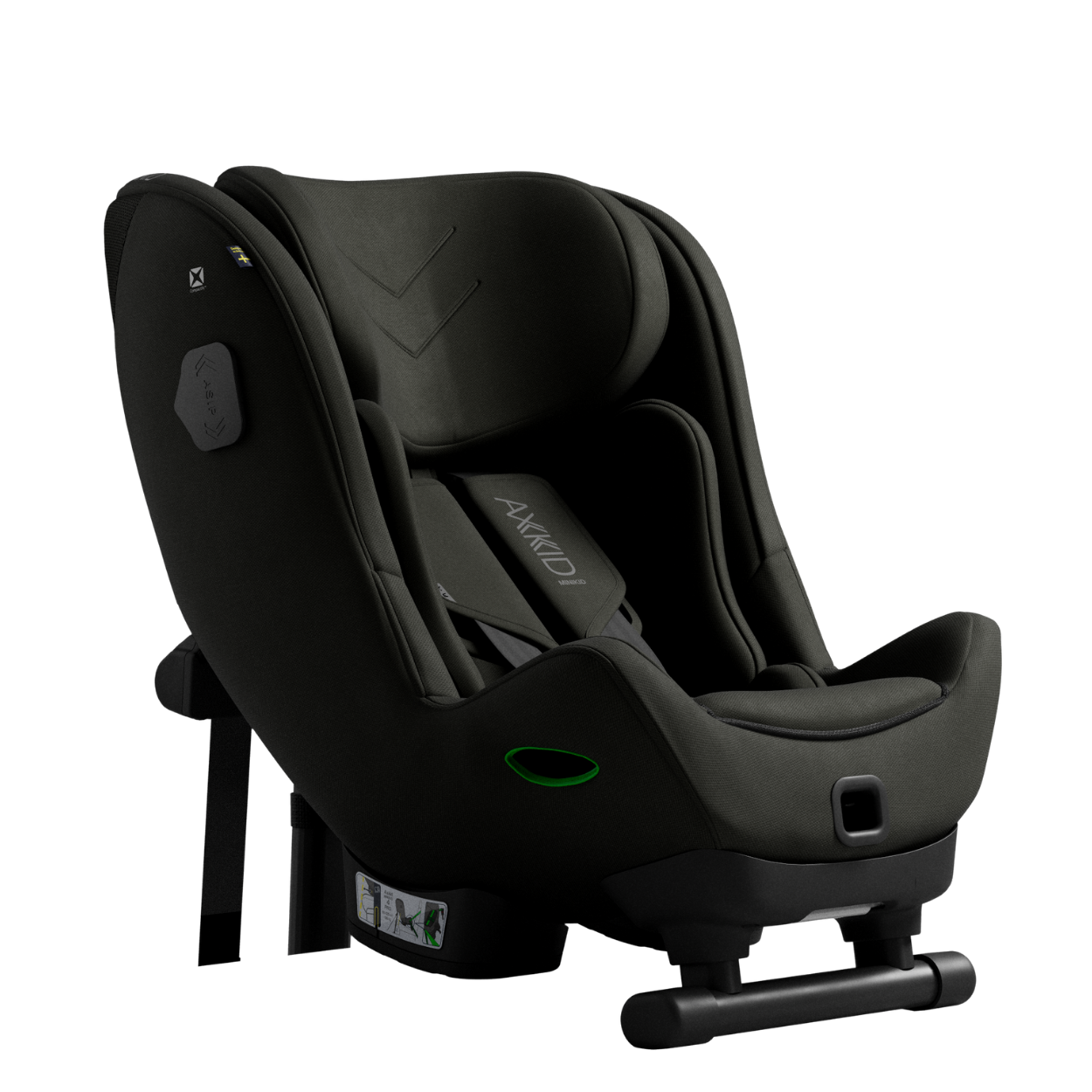 A cadeira auto Axkid Minikid 4 MAX em tecido cinzento, destacando a qualidade do material e o design espaçoso para crianças mais crescidas.