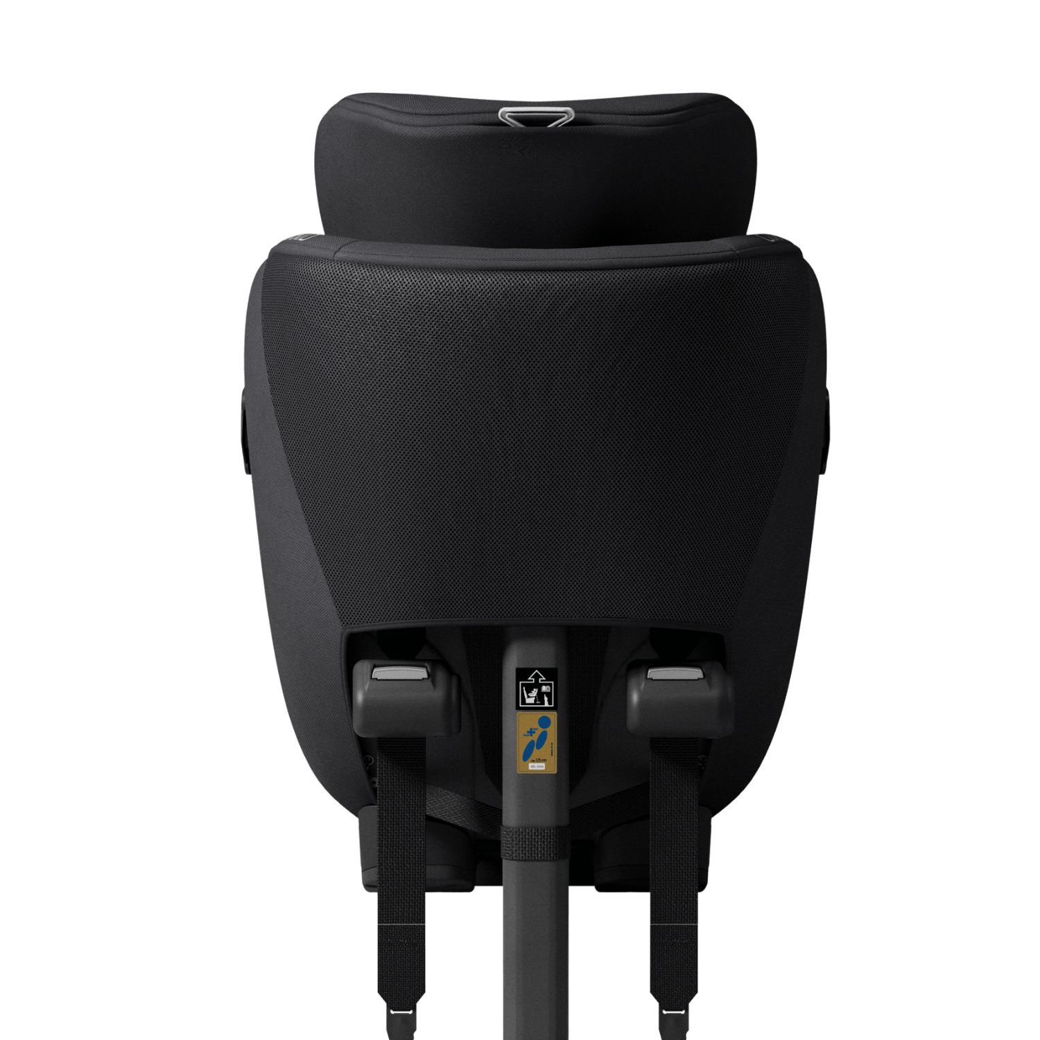 A cadeira auto Axkid Minikid 4 MAX na cor preta, vista de frente, com o assento reclinado para uma posição de descanso.