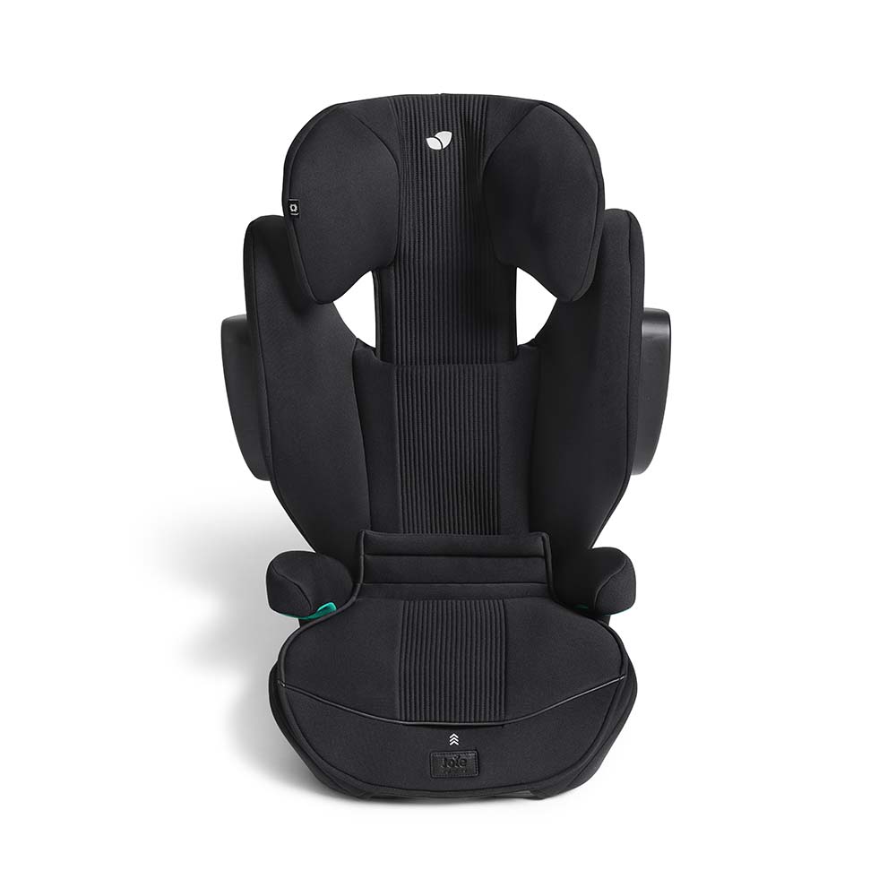 Cadeira auto Joie i-Traver Signature Grupo 2/3 cor preta, vista frontal, destacando o design ergonómico e os tecidos escuros.