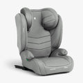 Cadeira auto KikkaBoo i-Stand cinzento claro, vista frontal, com almofada de cabeça ajustável e acolchoamento ergonómico.