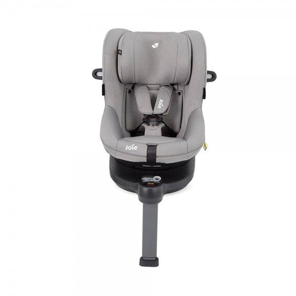 Cadeira auto Joie i-Spin 360 E, cor cinza escuro, vista frontal em posição contra-marcha (61-105cm).