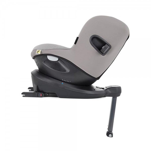 Detalhe do painel de controlo lateral da Joie i-Spin 360 E, com o botão de rotação e o indicador Smart Ride™ Lockoff.