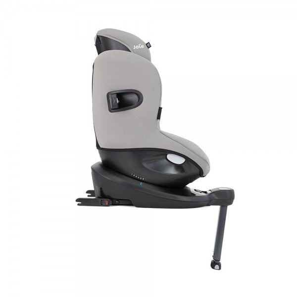 Vista lateral da cadeira Joie i-Spin 360 E em posição reclinada, destacando as 5 posições de reclinação disponíveis.
