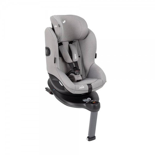 Cadeira auto Joie i-Spin 360 E girada 90 graus para o lado, facilitando a colocação da criança. Detalhe do mecanismo de rotação.