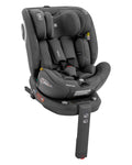 Cadeira auto Kikkaboo i-Conic cinzento escuro, rotativa 360º, com arnês de 5 pontos e redutor, pronta para instalação ISOFIX.