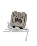 Cadeira auto Kikkaboo i-Class Plus a girar 360 graus sobre a sua base ISOFIX, ilustrando a funcionalidade de rotação.