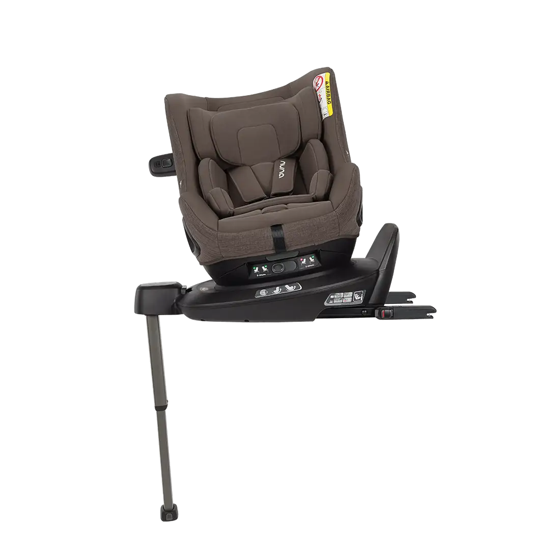 Cadeira auto Nuna Pruu em preto Caviar com redutor para recém-nascido e base ISOFIX integrada.