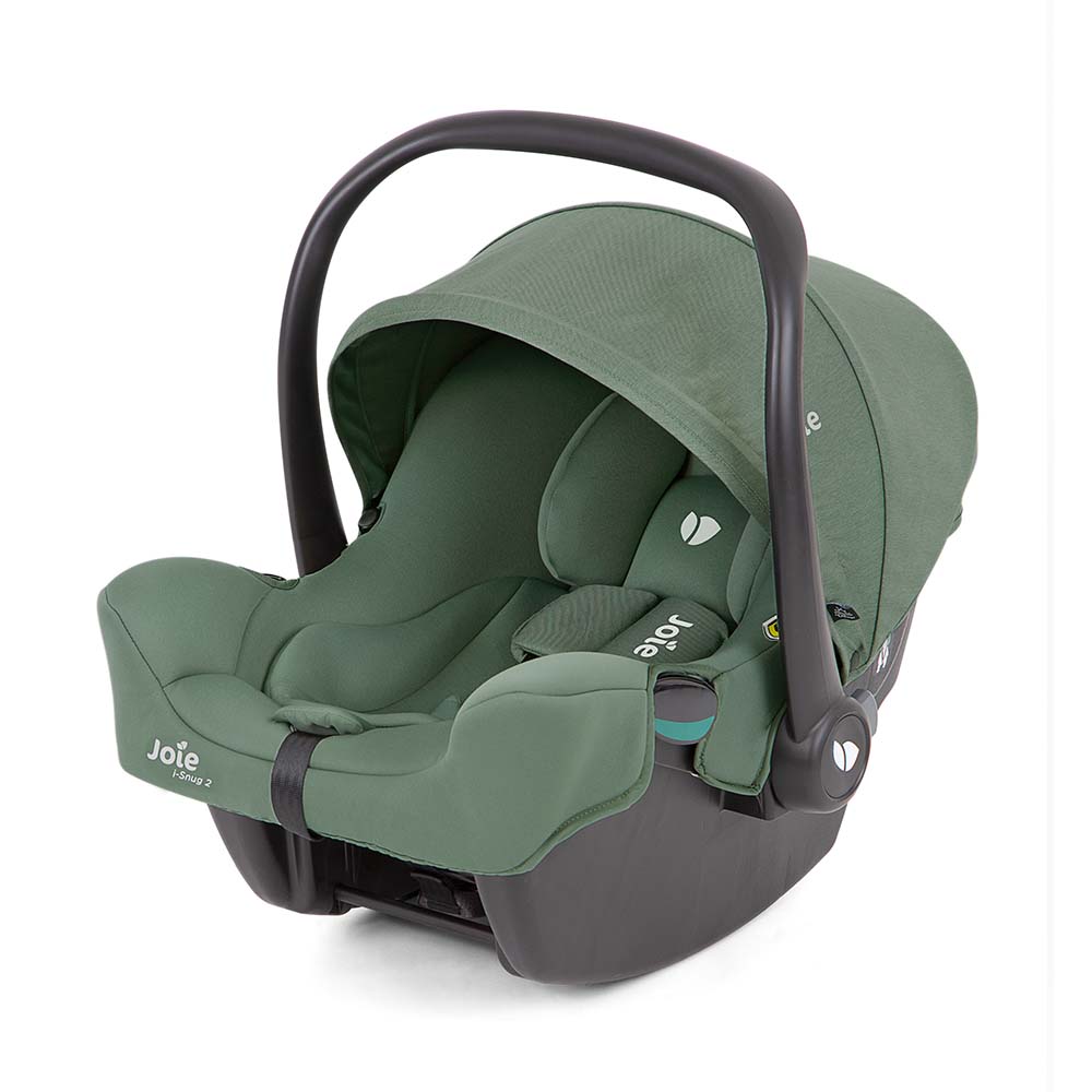 Detalhe do apoio de cabeça Tri-Protect™ da Joie i-Snug 2, mostrando as múltiplas camadas de proteção para recém-nascidos.