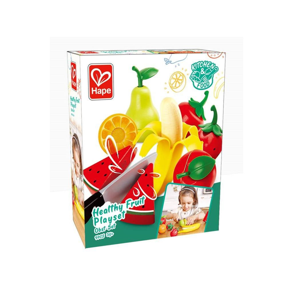 Caixa do conjunto de fruta Hape Healthy Fruit Playset