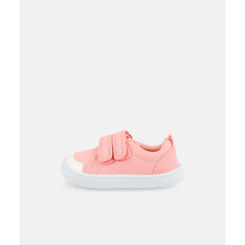 Ténis barefoot Blanditos by Crio's em lona cor-de-rosa vista lateral