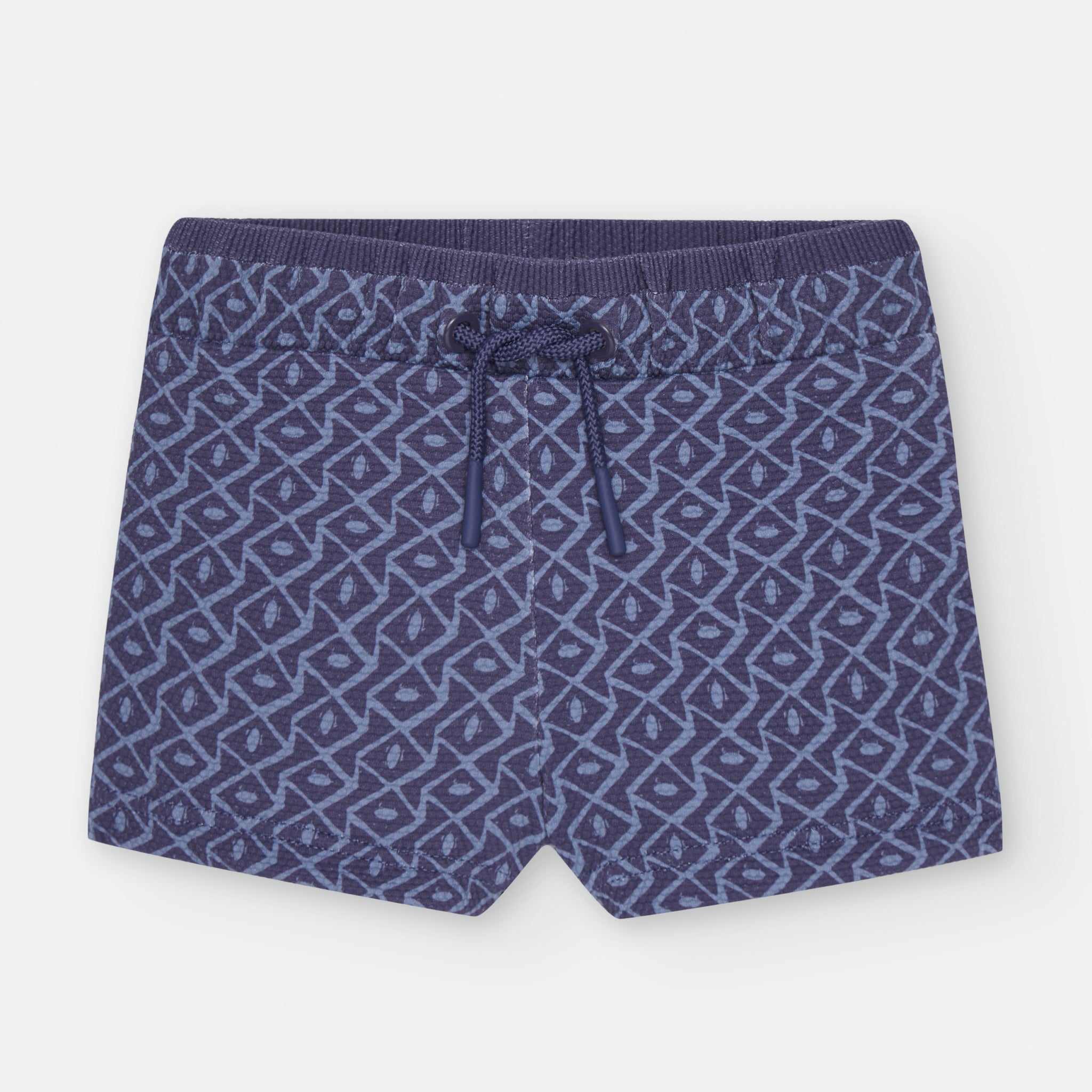 Calções de praia Waterlemon com padrão geométrico azul para criança