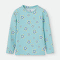 Camisola de manga comprida Waterlemon turquesa com estampado de estrelas para proteção solar infantil.