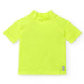 Camisola de manga curta amarela neon para bebé com proteção solar UPF 50+
