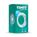 Embalagem da capa de proteção em silicone branco para o leitor TIMIO, destacando a proteção contra impactos e riscos.