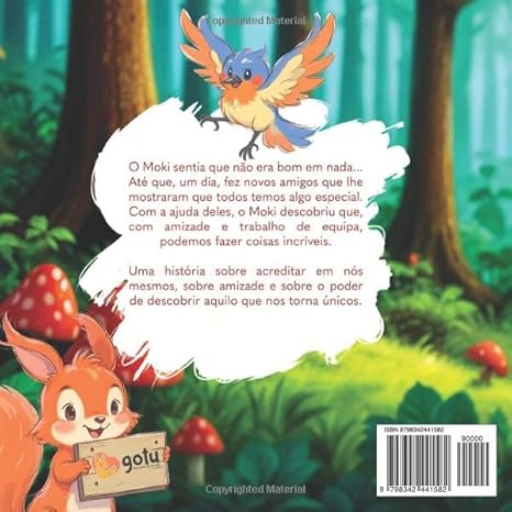 Capa traseira do livro "Cada um é especial à sua maneira", com uma breve sinopse da história e detalhes do ISBN.