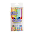 Estojo de 12 lapis de cores pastel bicolor Carioca com pontas duplas exibindo 24 tons suaves.