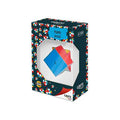 Embalagem do Cubo 2x2 Yupo da Cayro, mostrando o cubo através de uma janela na caixa azul e colorida.