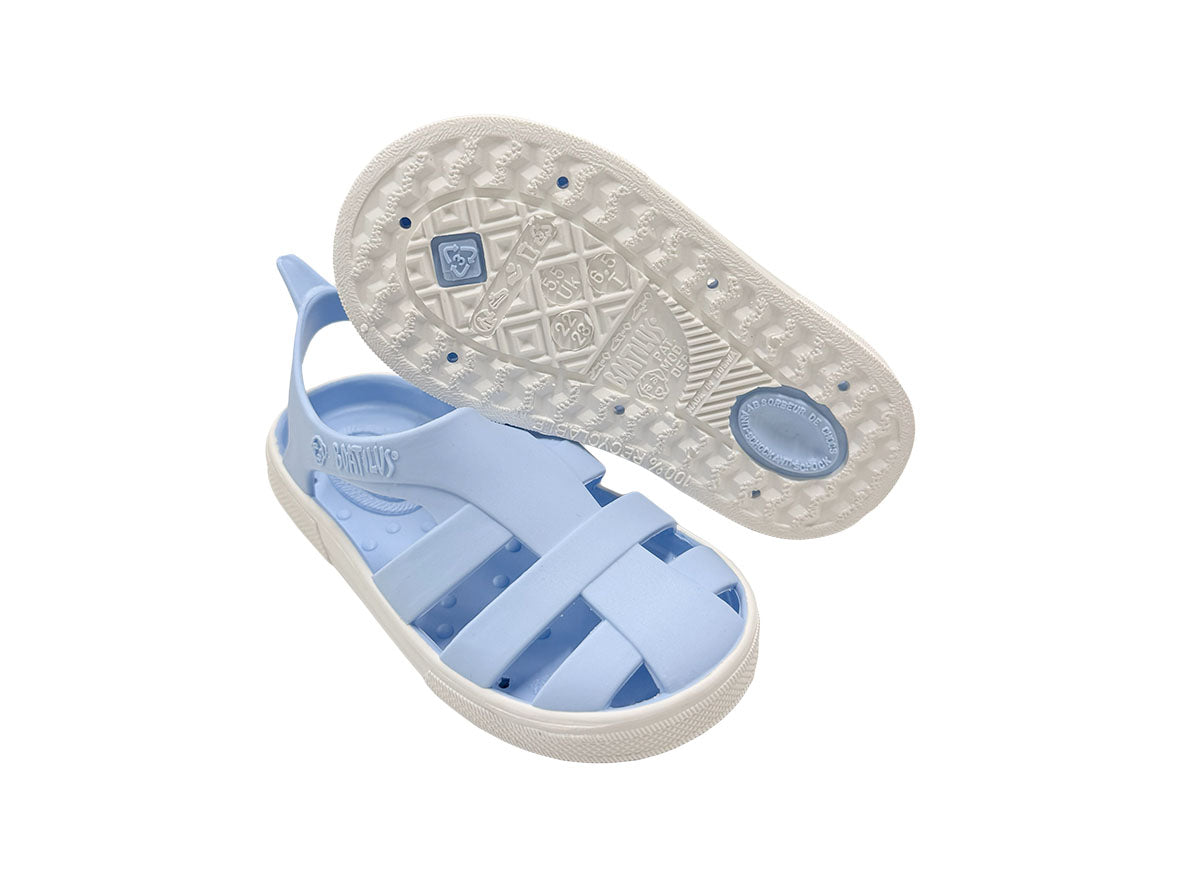 Boatilus - Sandália Minimalista Praia/Piscina Bioty Celeste e Branco