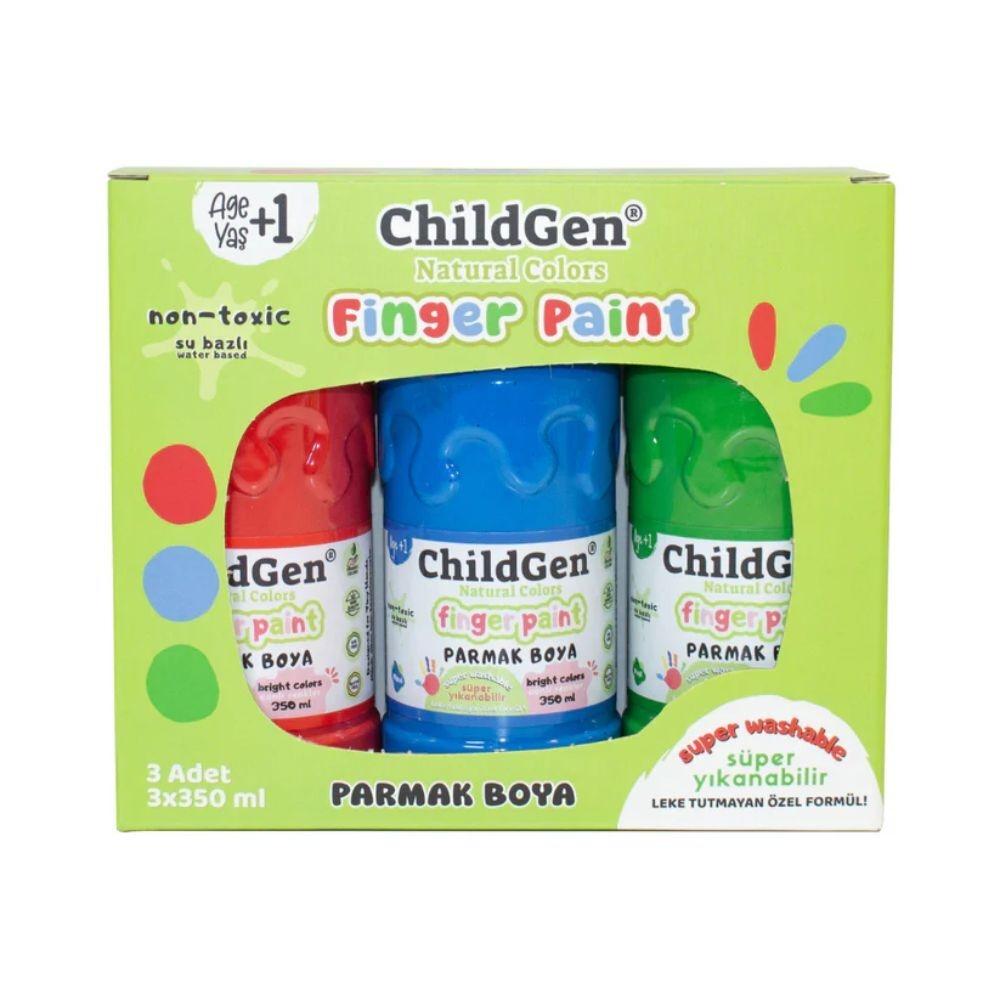 ChildGen Pintura de dedos - 3 colores (350ml) - rojo, verde y azul