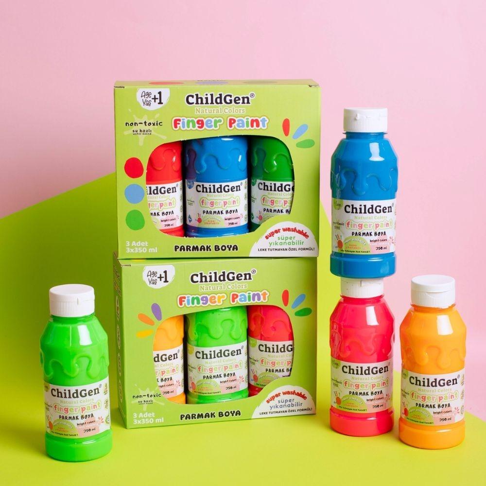 ChildGen Pintura de dedos - 3 colores (350ml) - rojo, verde y azul