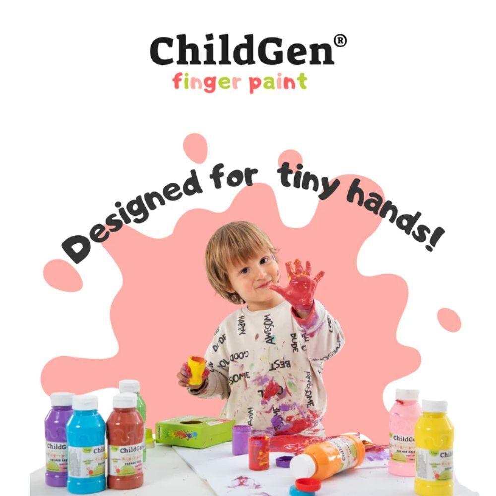 Pintura de dedos ChildGen - 3 colores (350ml) - Amarillo, Naranja y Morado