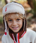 Chapka enfant castanho e branco efeito moumoute Hello Hossy Cozy Noah