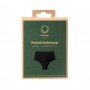 Embalagem sustentável e ecológica da Cueca Menstrual AllMatters Cintura Alta, na cor preta.