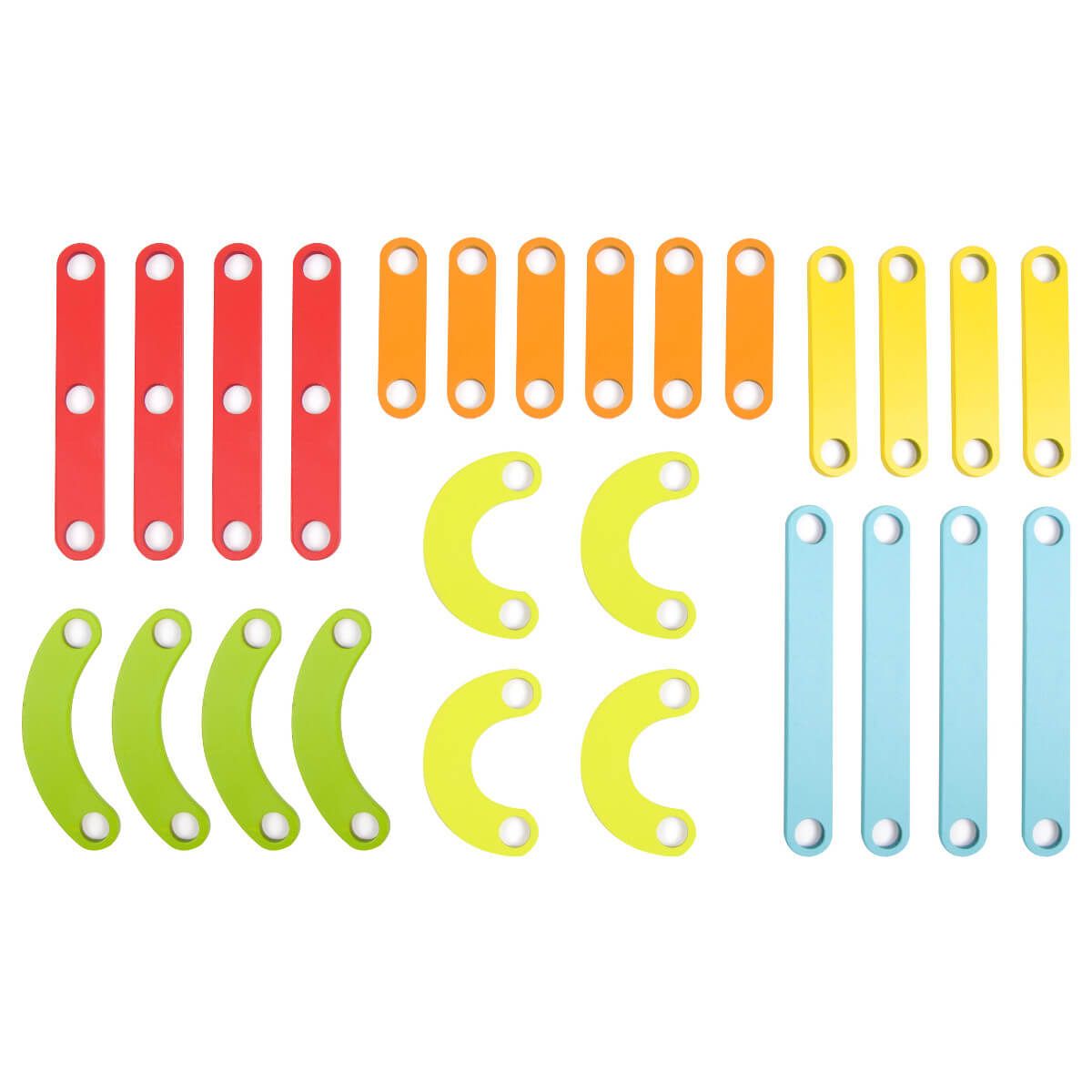Conjunto de peças do puzzle de aprendizagem Classic World, mostrando as diferentes formas e cores disponíveis.