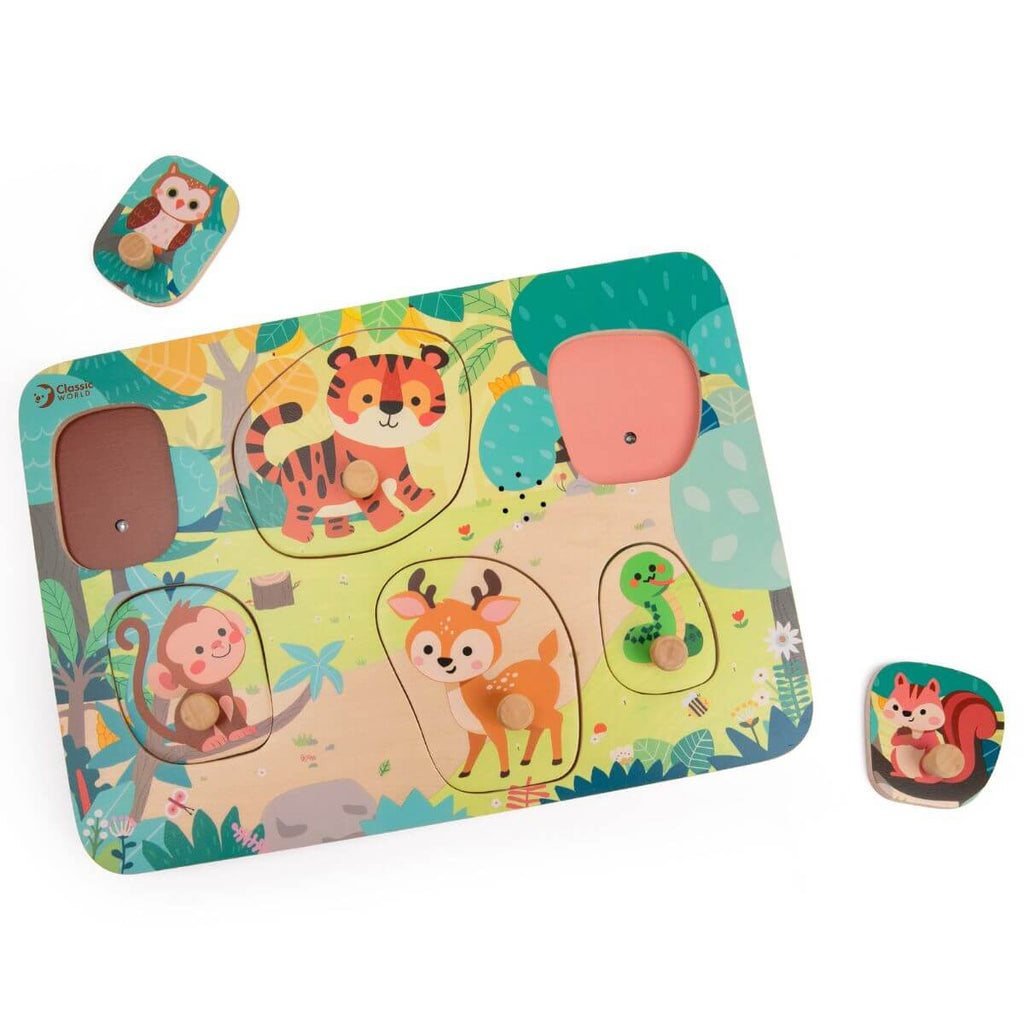 Puzzle de madeira com sons de animais da selva Classic World para criancas