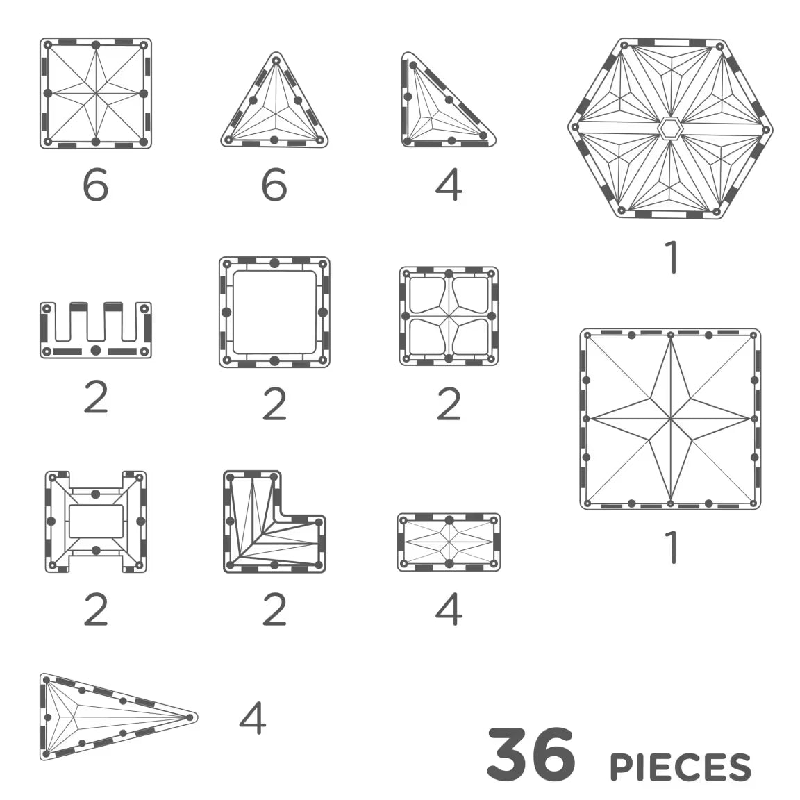 Caixa do Clever Clixx Jogo de Blocos Magnéticos Pack Mini Pastel 36 peças, exibindo o conteúdo e benefícios.