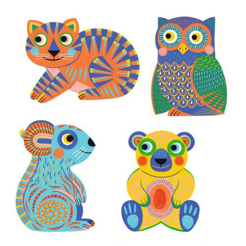 Conjunto completo de 4 animais para colorir Djeco