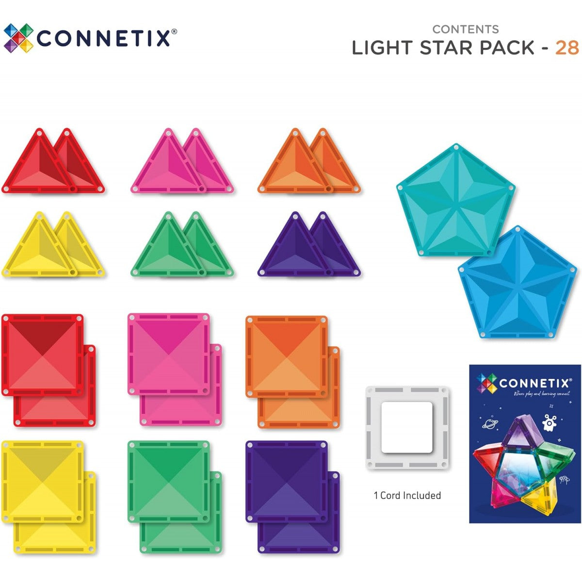 Connetix Juego de bloques magnéticos Light Star Pack 28 piezas
