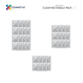 Conteúdo do pack Connetix Clear Rectangle 12 pc: 4 curtos, 4 médios, 4 longos.