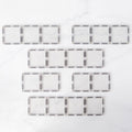 Vista superior dos 12 blocos magnéticos Connetix Clear Rectangle Pack em 3 tamanhos.