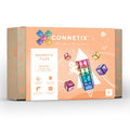 Caixa do Connetix Jogo blocos Magnético Pastel Square 40 pc, mostrando azulejos e foguetão.