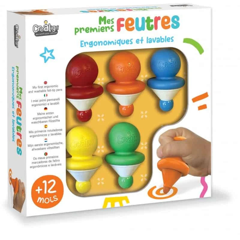 Marcadores ergonomicos Crealign coloridos para primeiros desenhos de bebes