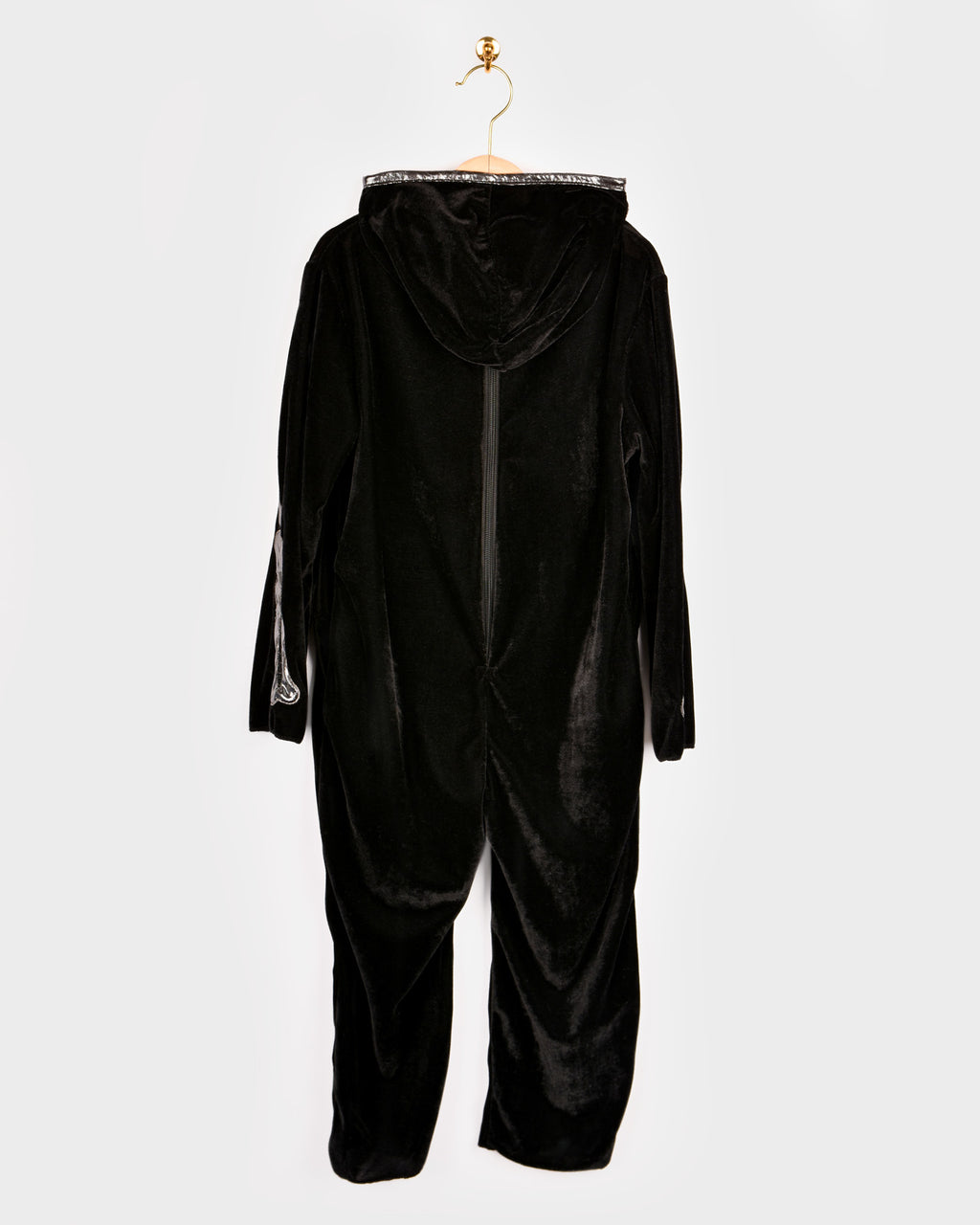 Macacão de esqueleto preto com capuz da Den Goda Fen, disfarce de Halloween para criança