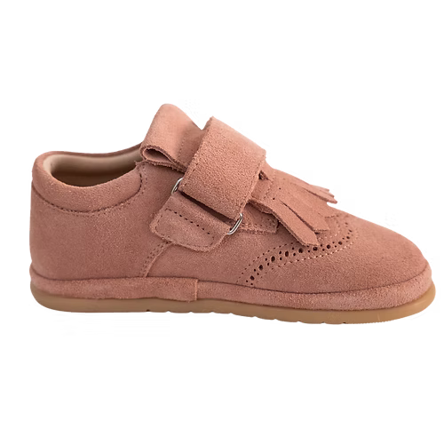 Sapatilha Rutis Carneiras PiuPiu Rosa, vista lateral direita, com fecho de velcro.