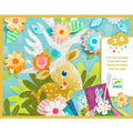 Capa do kit Djeco Criar com Água, mostrando um veado dourado entre folhagem colorida e flores, com indicação de idade 3-6 anos.