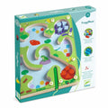Caixa do jogo de classificação magnético Djeco FrogyMaze, com ilustrações coloridas de lago e animais, indicando +3 anos.