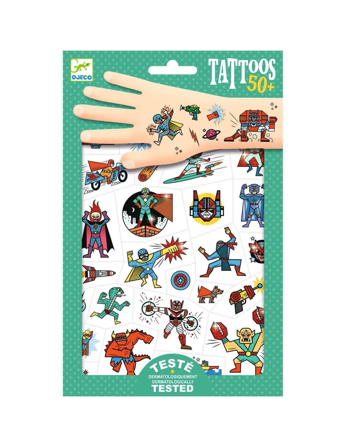 Djeco 50 Tatuagens Heróis e Vilões Efeito metalizado