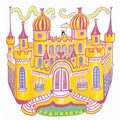 Ilustração de uma carta do jogo Djeco DIAMONIAK representando um castelo colorido.