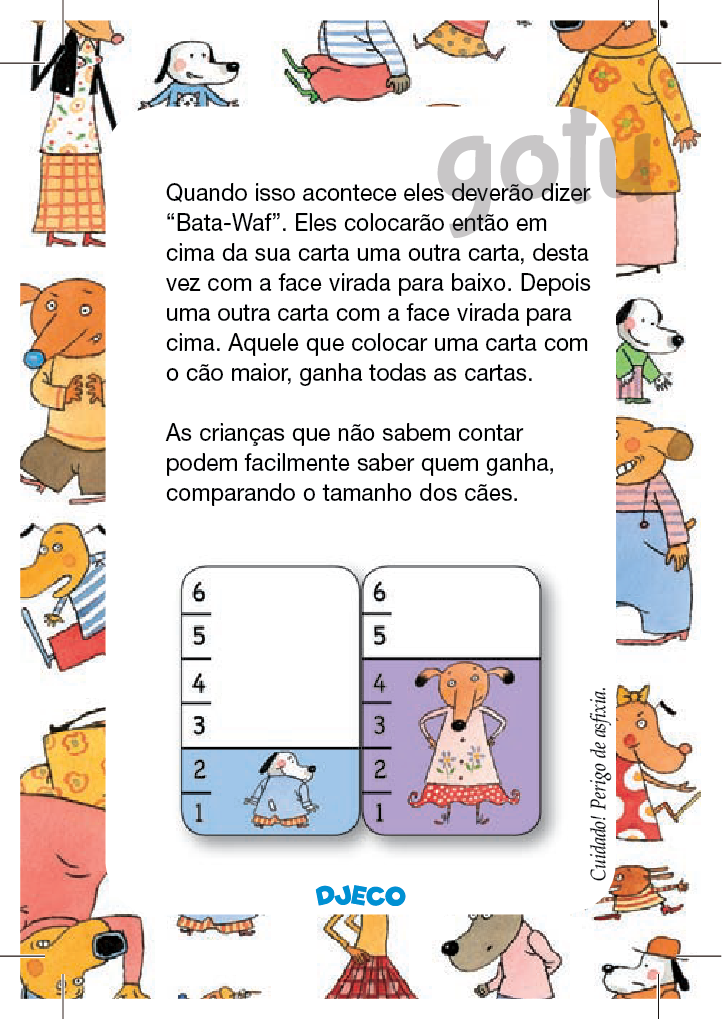 Regras do jogo Djeco Bata-Waf: como resolver empates "Bata-Waf" e comparar cães.
