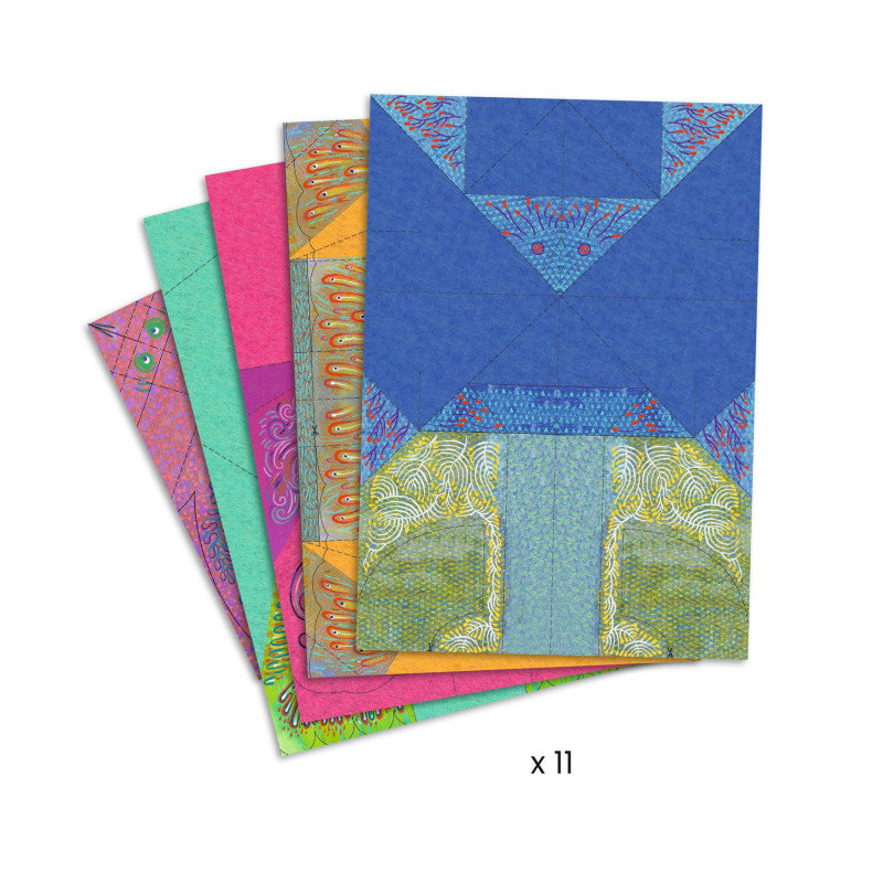 Conjunto de 11 folhas de papel de origami Djeco com padrões vibrantes, prontas para dobrar, com indicação "x 11".